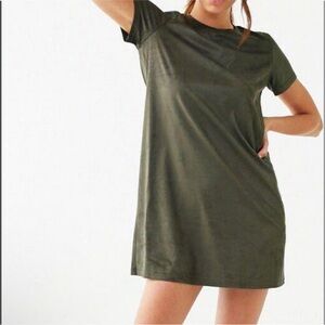 NWOT forever 21 green faux suede t-shirt dress